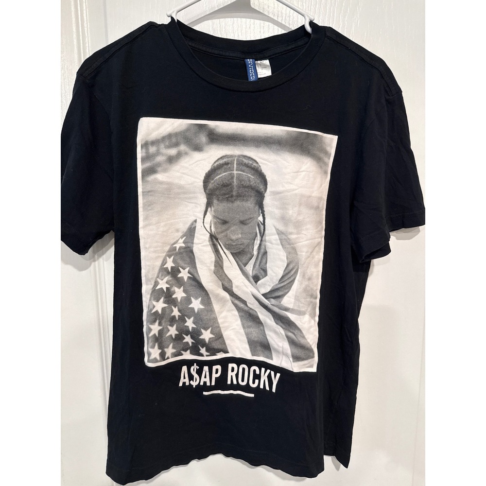 H&M Divided ASAP Rocky Long Live ASAP Black Graphic T-Shirt Mens Small Hip Hop